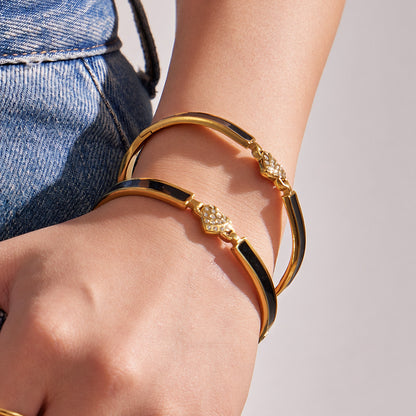 316L Stainless Steel 18K PVD Gold Heart Zircon Bangle made with 316L stainless steel and 18K PVD gold finish for wholesale jewelry buyers - image 11