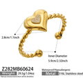 Heart Cubic Zirconia Inlaid 18K PVD Gold / Bangle