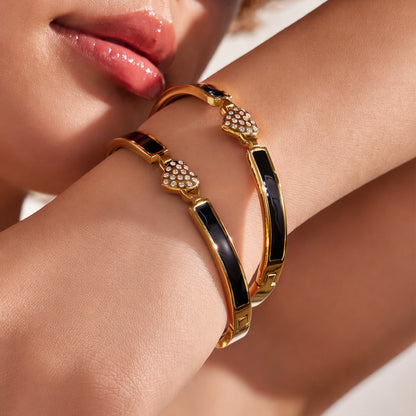 316L Stainless Steel 18K PVD Gold Heart Zircon Bangle made with 316L stainless steel and 18K PVD gold finish for wholesale jewelry buyers - image 13