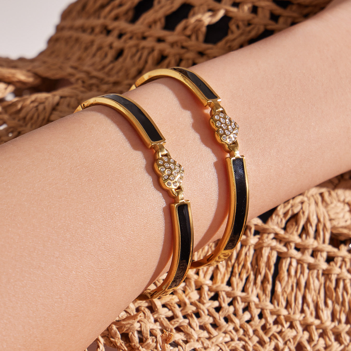 316L Stainless Steel 18K PVD Gold Heart Zircon Bangle made with 316L stainless steel and 18K PVD gold finish for wholesale jewelry buyers - image 14