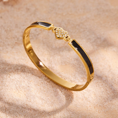 316L Stainless Steel 18K PVD Gold Heart Zircon Bangle made with 316L stainless steel and 18K PVD gold finish for wholesale jewelry buyers - image 3