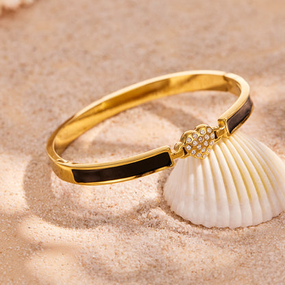 316L Stainless Steel 18K PVD Gold Heart Zircon Bangle made with 316L stainless steel and 18K PVD gold finish for wholesale jewelry buyers - image 4
