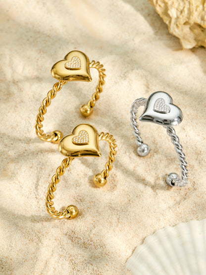 316L Stainless Steel 18K PVD Gold Heart Zircon Bangle made with 316L stainless steel and 18K PVD gold finish for wholesale jewelry buyers - image 4