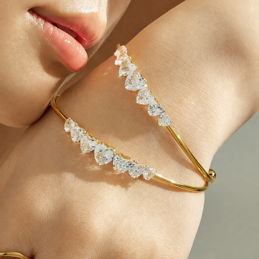 316L Stainless Steel 18K PVD Gold Heart Zircon Bangle made with 316L stainless steel and 18K PVD gold finish for wholesale jewelry buyers - image 4