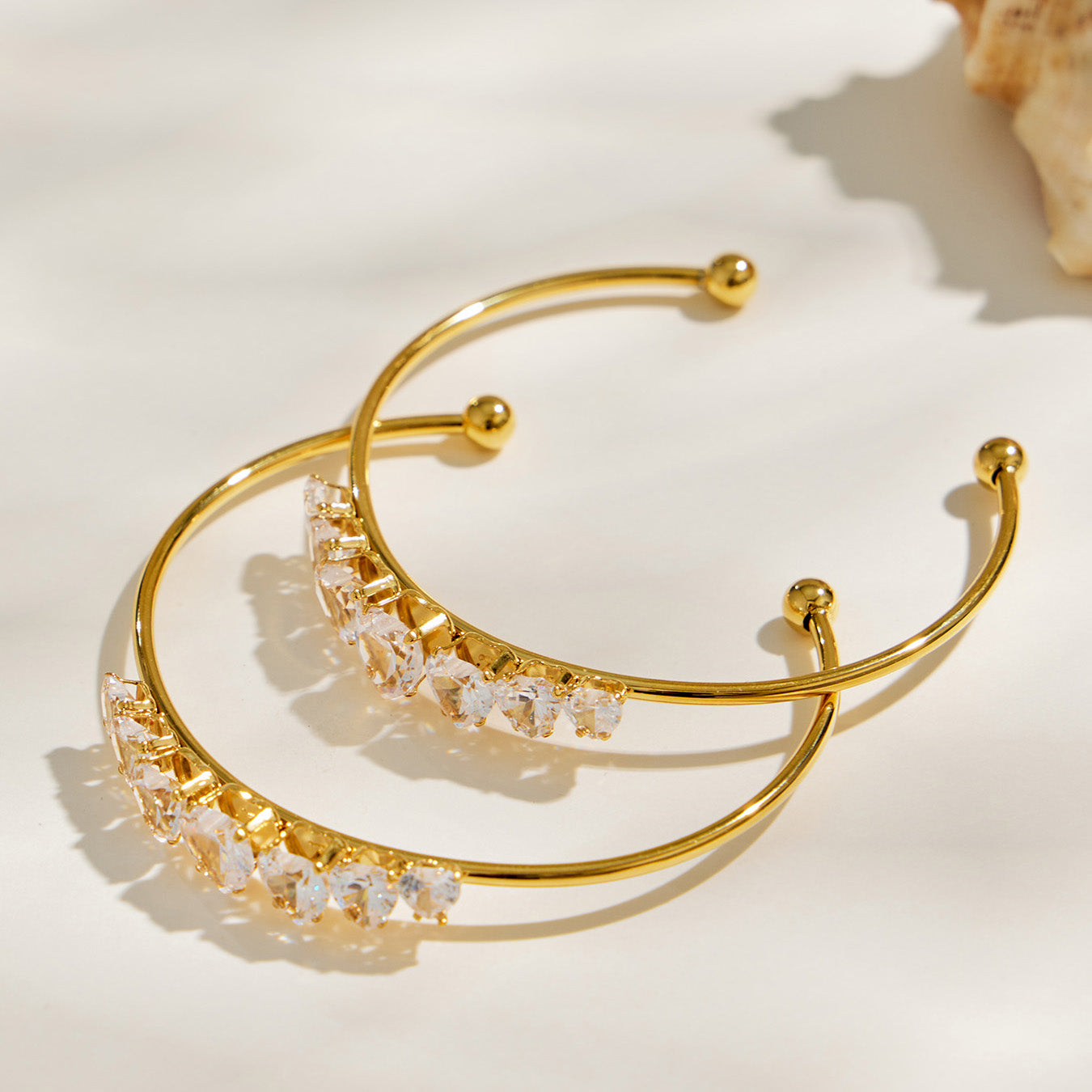 316L Stainless Steel 18K PVD Gold Heart Zircon Bangle made with 316L stainless steel and 18K PVD gold finish for wholesale jewelry buyers - image 6