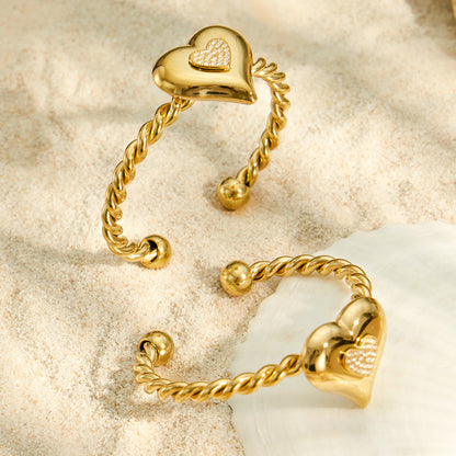 316L Stainless Steel 18K PVD Gold Heart Zircon Bangle made with 316L stainless steel and 18K PVD gold finish for wholesale jewelry buyers - image 9