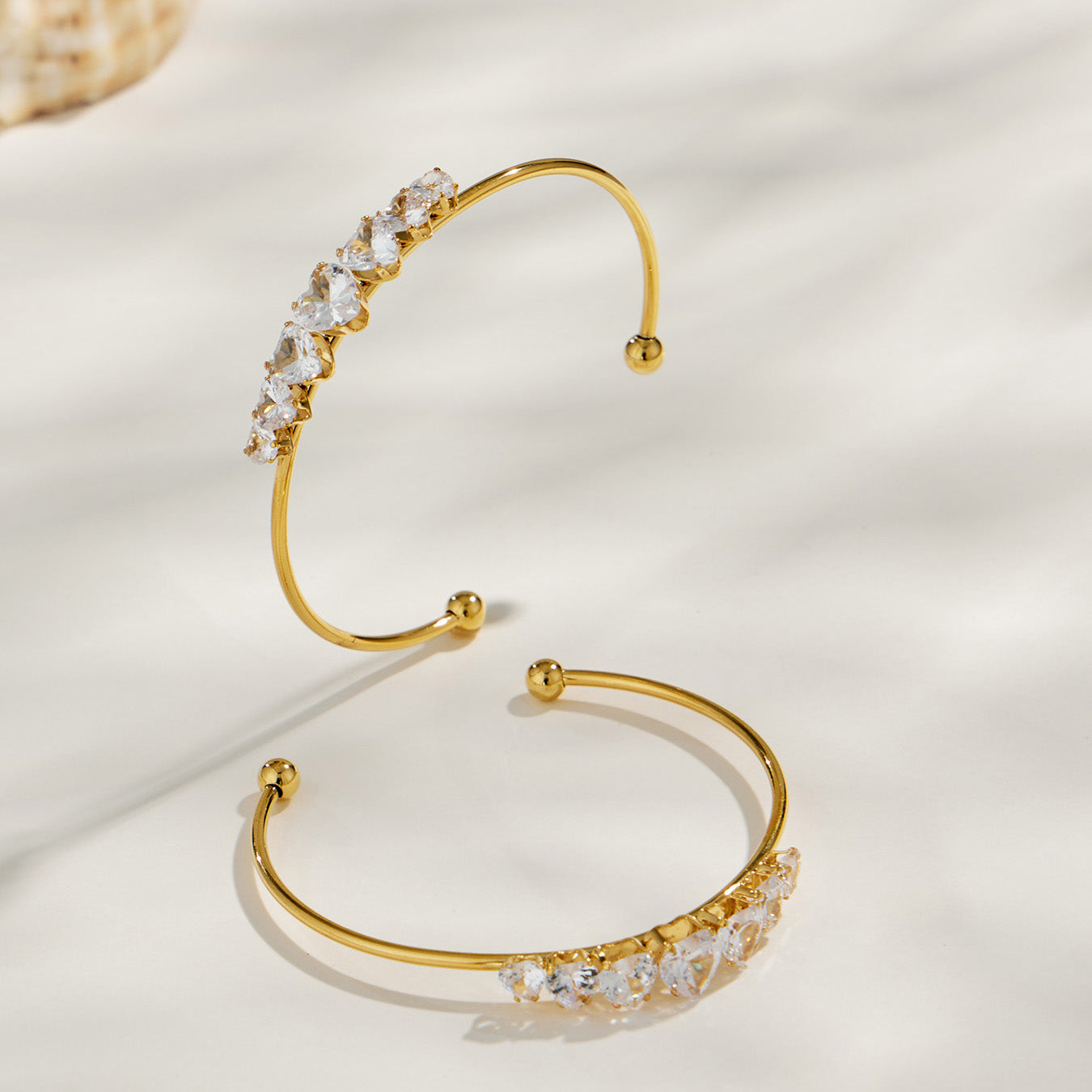 316L Stainless Steel 18K PVD Gold Heart Zircon Bangle made with 316L stainless steel and 18K PVD gold finish for wholesale jewelry buyers - image 9