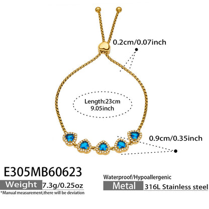 316L Stainless Steel 18K PVD Gold Heart Zircon Bracelet made with 316L stainless steel and 18K PVD gold finish for wholesale jewelry buyers - image 11