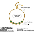 Gold Green Zircon Charm Bracelet 23cm (E305) / 23cm
