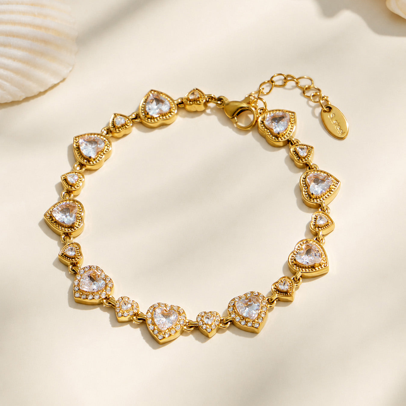 316L Stainless Steel 18K PVD Gold Heart Zircon Bracelet made with 316L stainless steel and 18K PVD gold finish for wholesale jewelry buyers - image 3