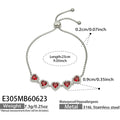 Steel Red Zircon Charm Bracelet 23cm (E305) / 23cm