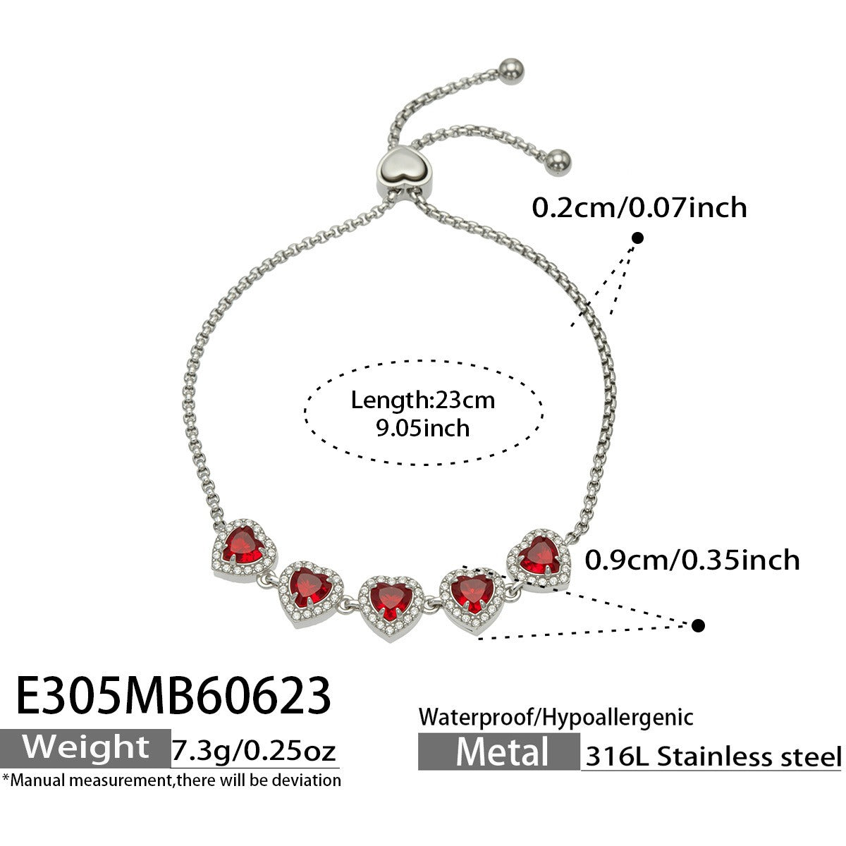 316L Stainless Steel 18K PVD Gold Heart Zircon Bracelet made with 316L stainless steel and 18K PVD gold finish for wholesale jewelry buyers - image 5