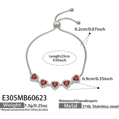 316L Stainless Steel 18K PVD Gold Heart Zircon Bracelet made with 316L stainless steel and 18K PVD gold finish for wholesale jewelry buyers - image 5