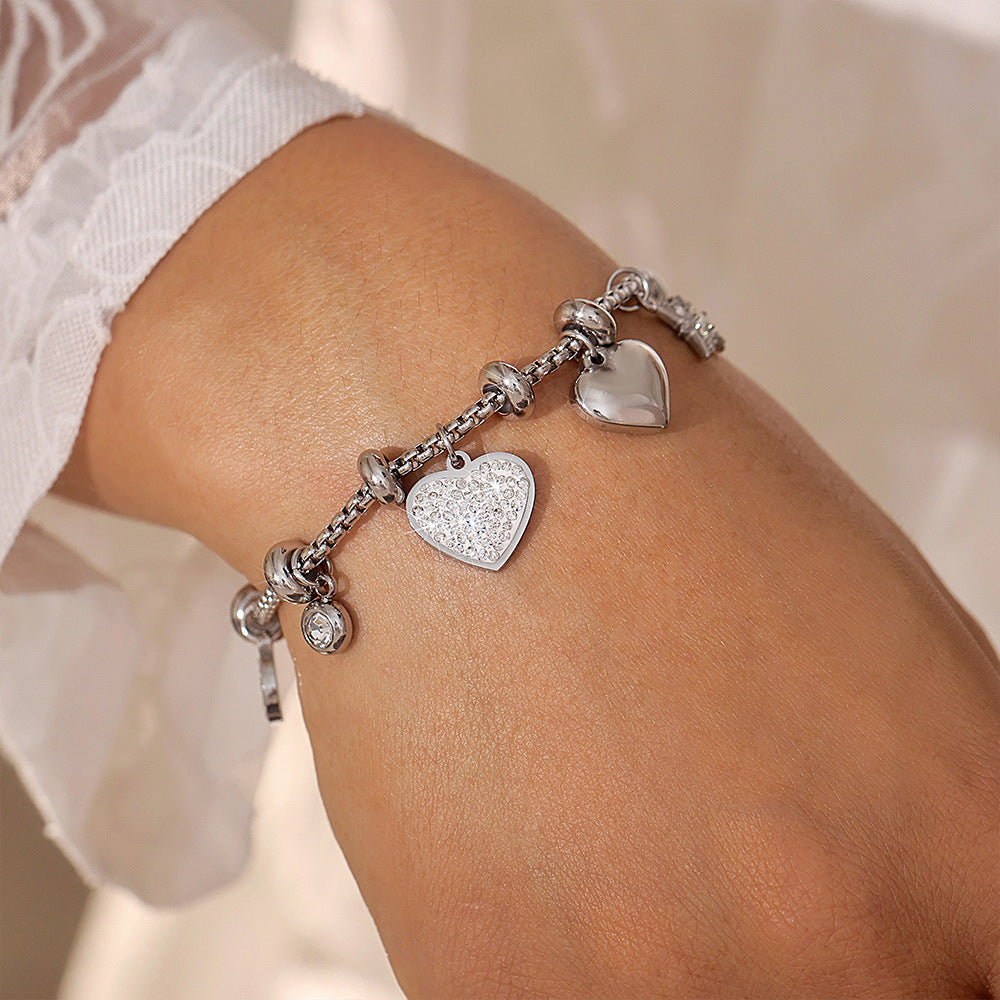 316L Stainless Steel 18K PVD Gold Heart Zircon Bracelet made with 316L stainless steel and 18K PVD gold finish for wholesale jewelry buyers - image 5