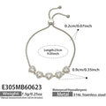 Steel White Zircon Charm Bracelet 23cm (E305) / 23cm