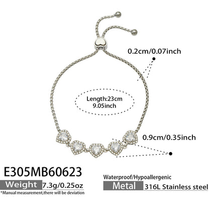 316L Stainless Steel 18K PVD Gold Heart Zircon Bracelet made with 316L stainless steel and 18K PVD gold finish for wholesale jewelry buyers - image 6