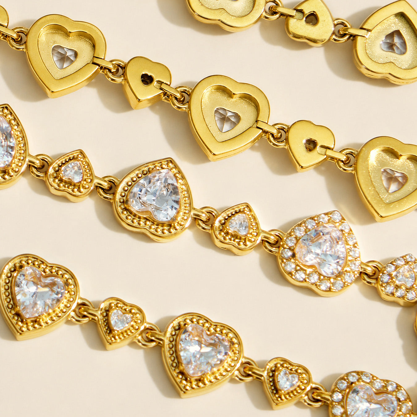 316L Stainless Steel 18K PVD Gold Heart Zircon Bracelet made with 316L stainless steel and 18K PVD gold finish for wholesale jewelry buyers - image 6