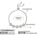 Steel Pink Zircon Charm Bracelet 23cm (E305) / 23cm