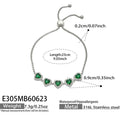 Steel Green Zircon Charm Bracelet 23cm (E305) / 23cm