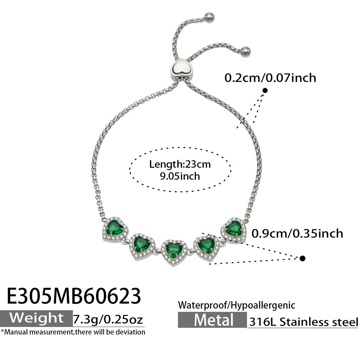316L Stainless Steel 18K PVD Gold Heart Zircon Bracelet made with 316L stainless steel and 18K PVD gold finish for wholesale jewelry buyers - image 9