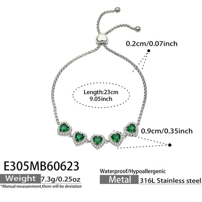 316L Stainless Steel 18K PVD Gold Heart Zircon Bracelet made with 316L stainless steel and 18K PVD gold finish for wholesale jewelry buyers - image 9