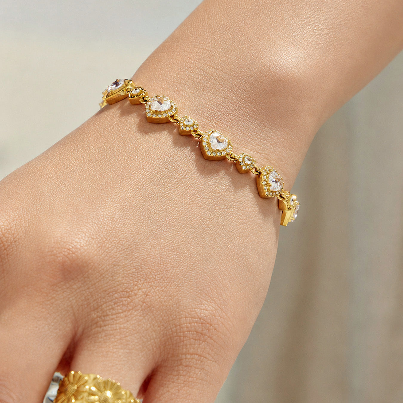 316L Stainless Steel 18K PVD Gold Heart Zircon Bracelet made with 316L stainless steel and 18K PVD gold finish for wholesale jewelry buyers - image 9
