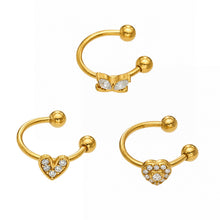 Elegant heart zircon earrings in gold finish