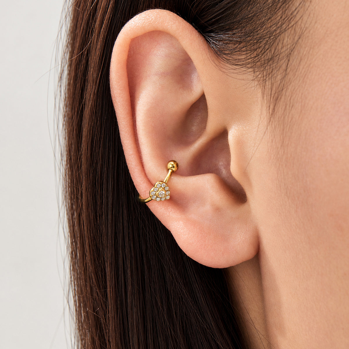 316L Stainless Steel 18K PVD Gold Heart Zircon Clip Earrings made with 316L stainless steel and 18K PVD gold finish for wholesale jewelry buyers - image 10