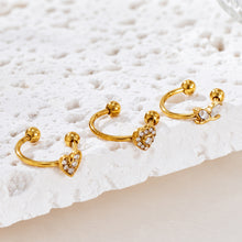 316L Stainless Steel 18K PVD Gold Heart Zircon Clip Earrings made with 316L stainless steel and 18K PVD gold finish for wholesale jewelry buyers - image 6