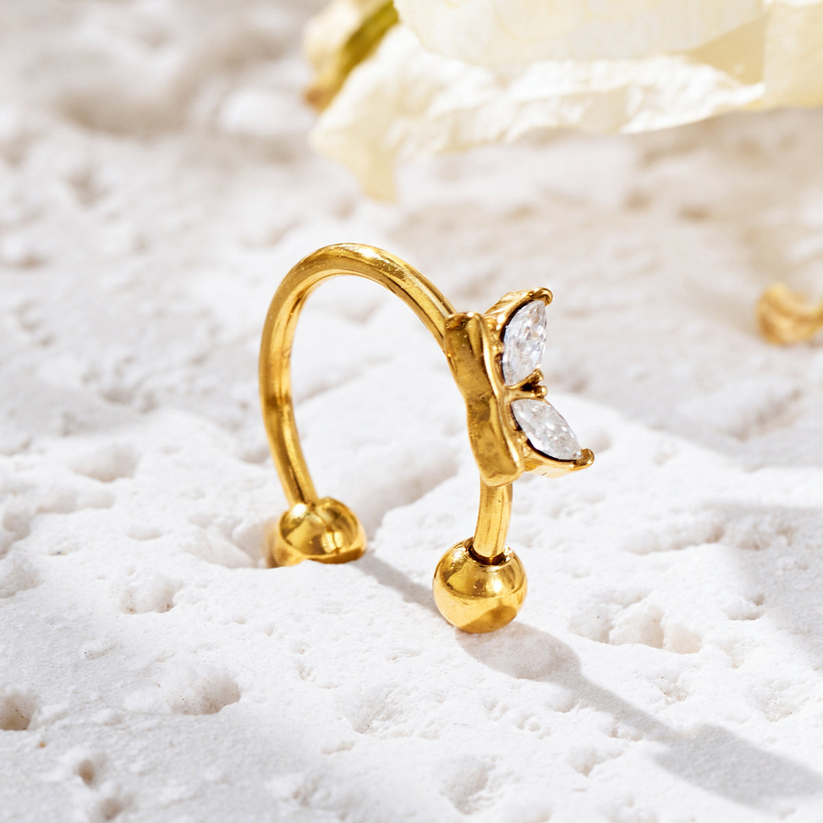 316L Stainless Steel 18K PVD Gold Heart Zircon Clip Earrings made with 316L stainless steel and 18K PVD gold finish for wholesale jewelry buyers - image 9