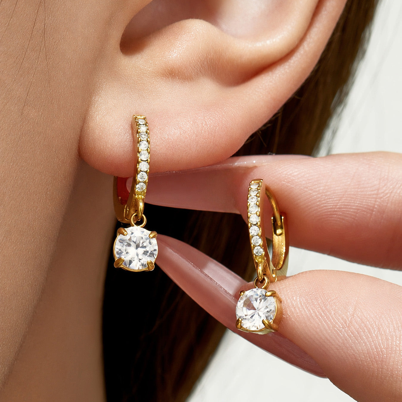 316L Stainless Steel 18K PVD Gold Heart Zircon Earrings made with 316L stainless steel and 18K PVD gold finish for wholesale jewelry buyers - image 18