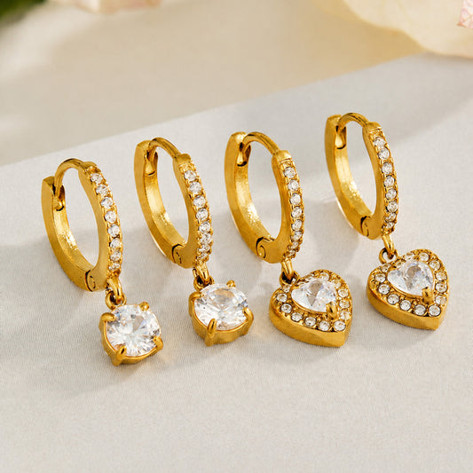 316L Stainless Steel 18K PVD Gold Heart Zircon Earrings made with 316L stainless steel and 18K PVD gold finish for wholesale jewelry buyers - image 4
