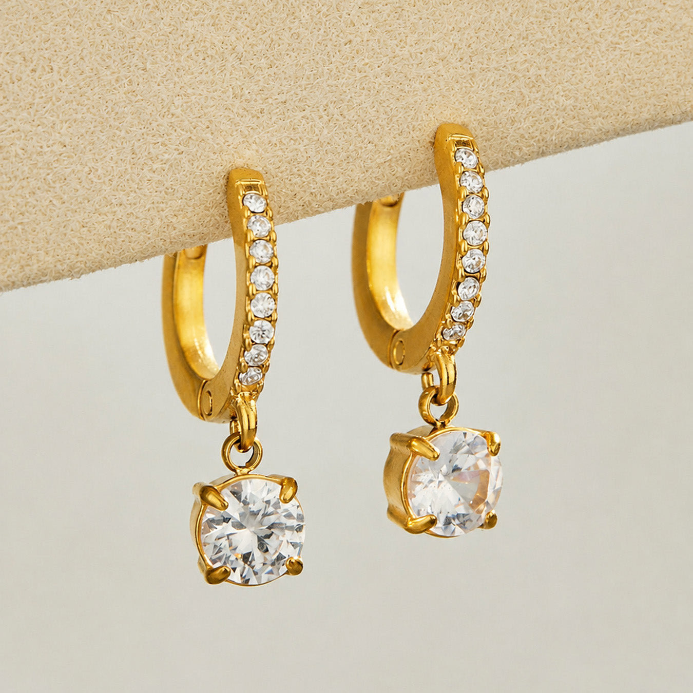 316L Stainless Steel 18K PVD Gold Heart Zircon Earrings made with 316L stainless steel and 18K PVD gold finish for wholesale jewelry buyers - image 7