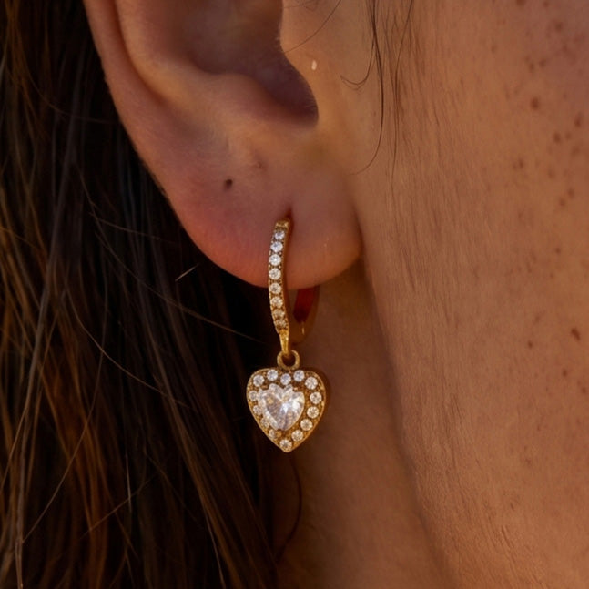 316L Stainless Steel 18K PVD Gold Heart Zircon Earrings made with 316L stainless steel and 18K PVD gold finish for wholesale jewelry buyers - image 8