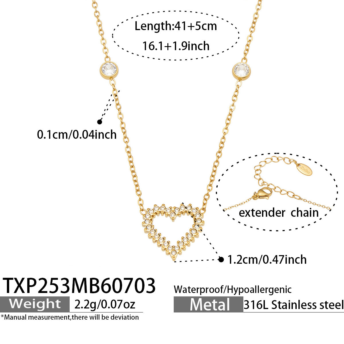 Heart Zircon Necklace on display