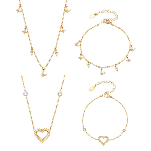 316L Stainless Steel 18K PVD Gold Heart Zircon Necklace made with 316L stainless steel and 18K PVD gold finish for wholesale jewelry buyers - image 5