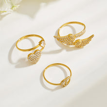 316L Stainless Steel 18K PVD Gold Heart Zircon Ring Set made with 316L stainless steel and 18K PVD gold finish for wholesale jewelry buyers - image 4