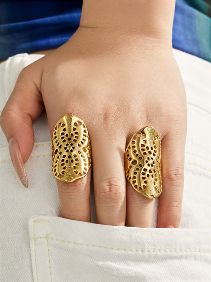 316L Stainless Steel 18K PVD Gold Hollow Flower Ring made with 316L stainless steel and 18K PVD gold finish for wholesale jewelry buyers - image 10