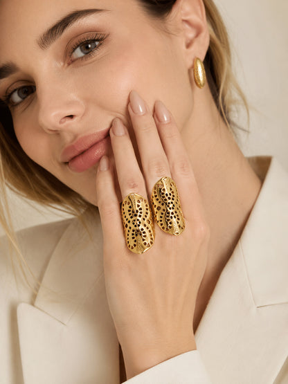 316L Stainless Steel 18K PVD Gold Hollow Flower Ring made with 316L stainless steel and 18K PVD gold finish for wholesale jewelry buyers - image 13
