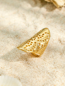 316L Stainless Steel 18K PVD Gold Hollow Flower Ring made with 316L stainless steel and 18K PVD gold finish for wholesale jewelry buyers - image 3