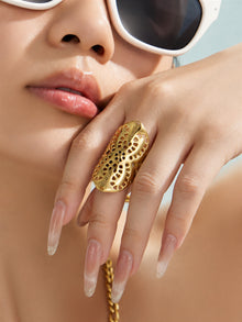 316L Stainless Steel 18K PVD Gold Hollow Flower Ring made with 316L stainless steel and 18K PVD gold finish for wholesale jewelry buyers - image 6