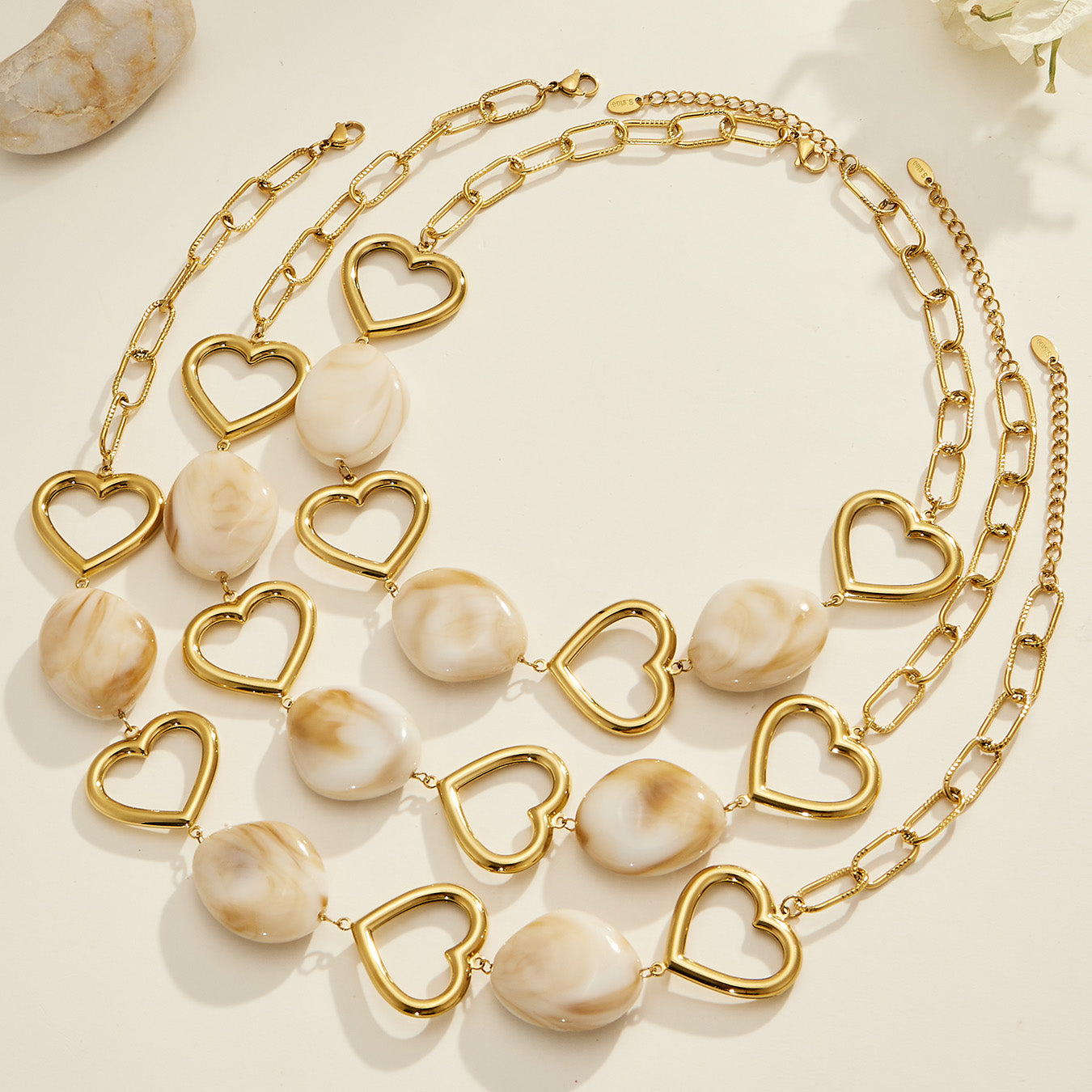 316L Stainless Steel 18K PVD Gold Hollow Heart Necklace made with 316L stainless steel and 18K PVD gold finish for wholesale jewelry buyers - image 10