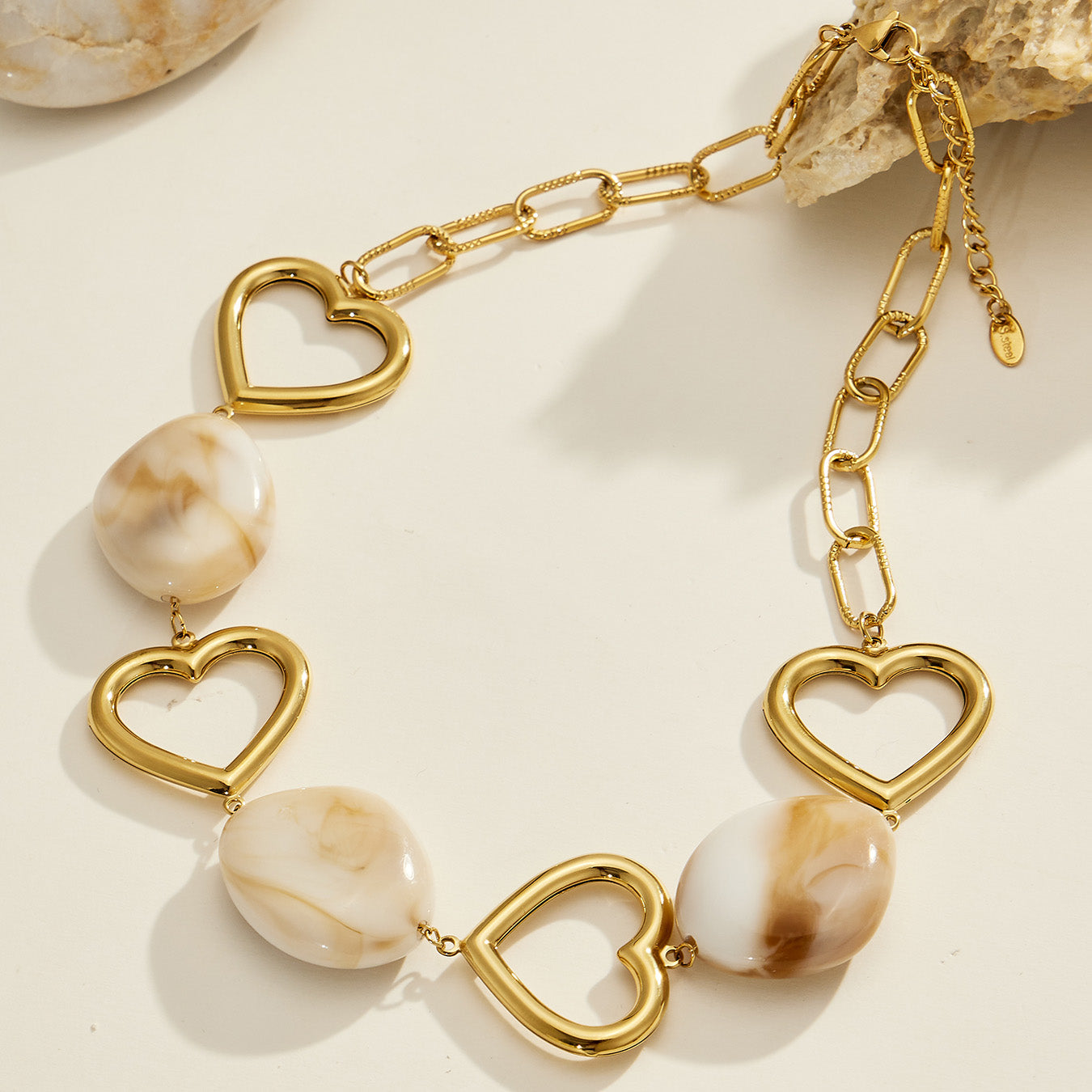 316L Stainless Steel 18K PVD Gold Hollow Heart Necklace made with 316L stainless steel and 18K PVD gold finish for wholesale jewelry buyers - image 12