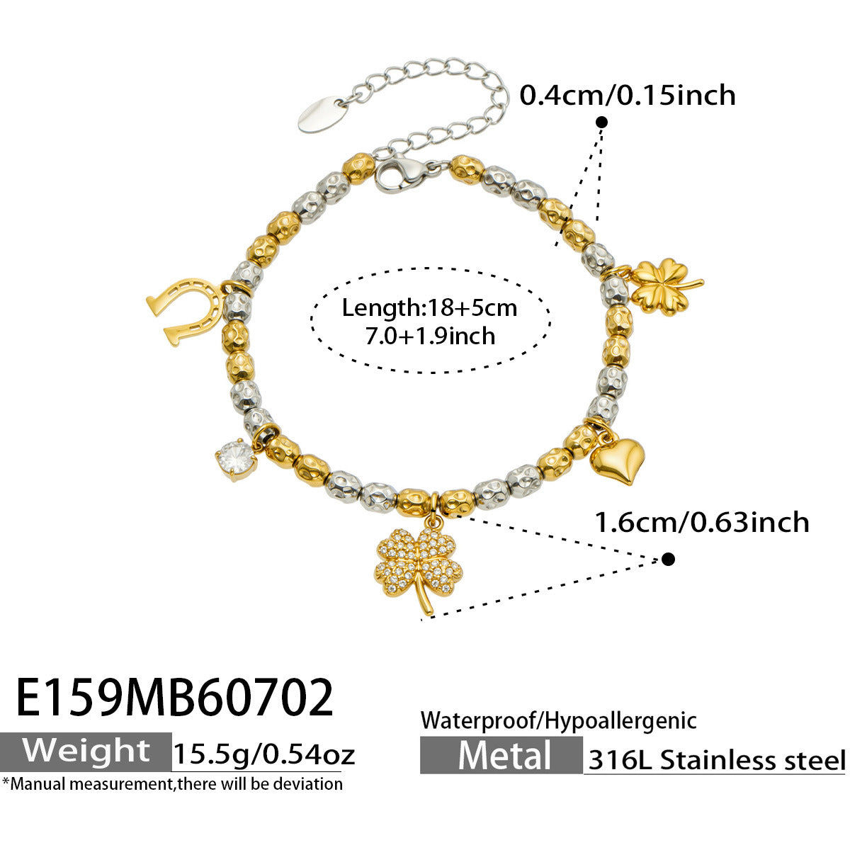 316L Stainless Steel 18K PVD Gold Insect Pendant Bracelet made with 316L stainless steel and 18K PVD gold finish for wholesale jewelry buyers - image 7