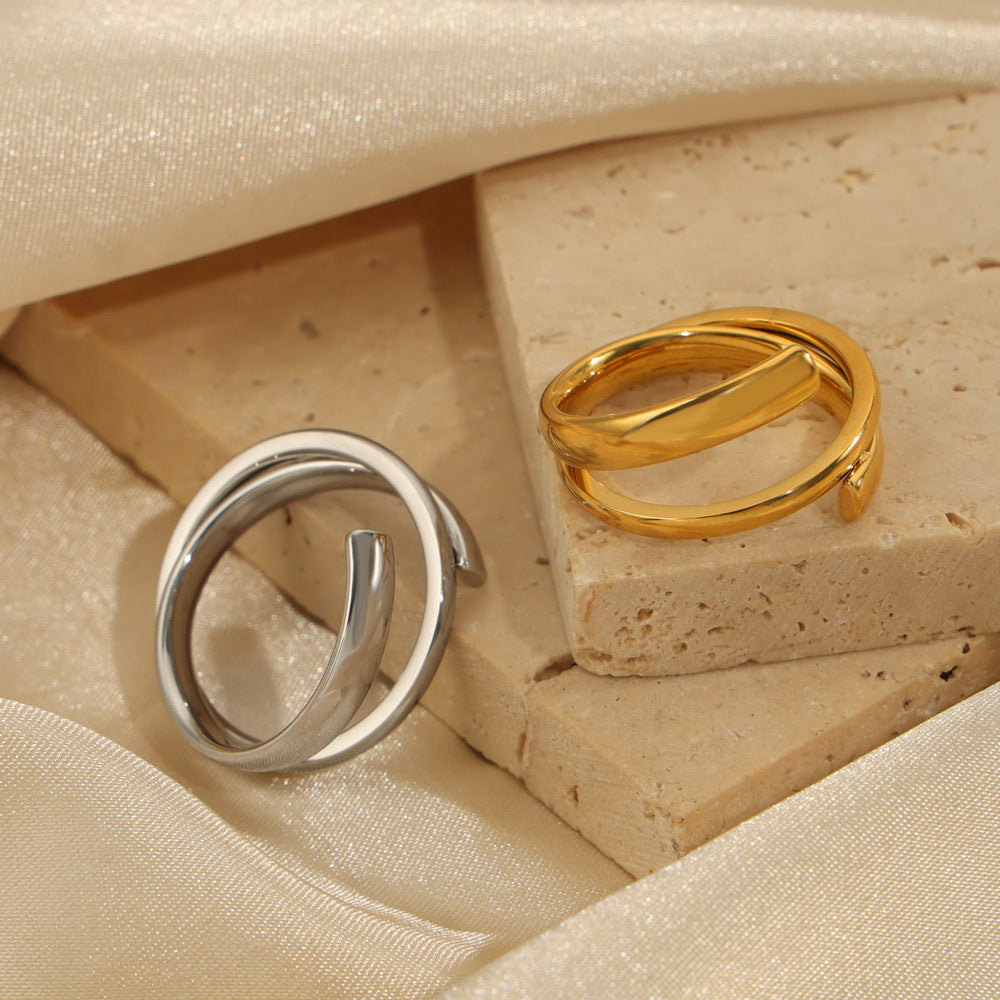 316L Stainless Steel 18K PVD Gold Irregular Fashion Ring made with 316L stainless steel and 18K PVD gold finish for wholesale jewelry buyers - image 3
