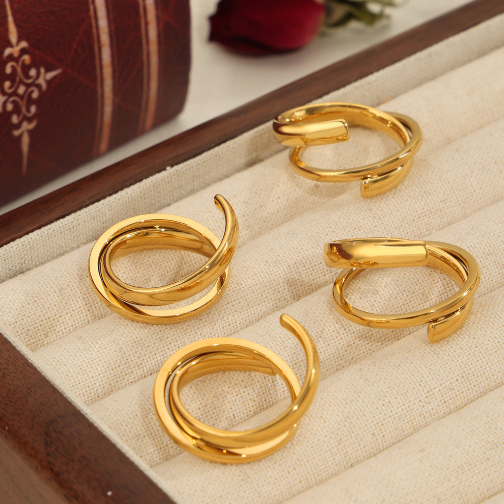 316L Stainless Steel 18K PVD Gold Irregular Fashion Ring made with 316L stainless steel and 18K PVD gold finish for wholesale jewelry buyers - image 4