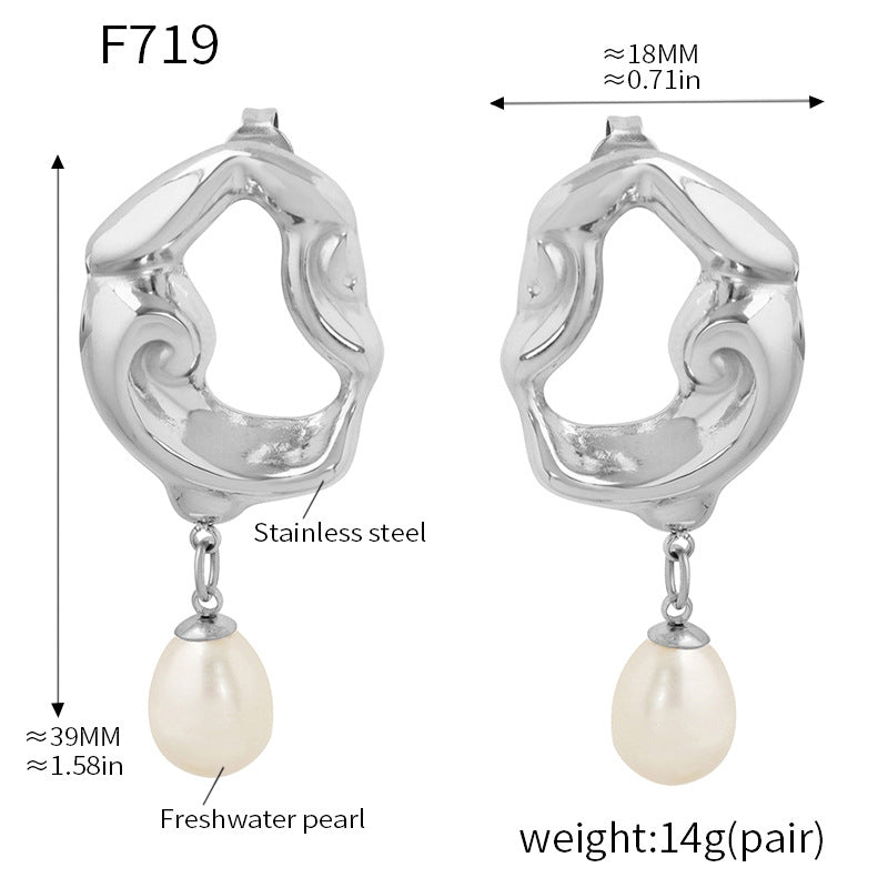 316L Stainless Steel 18K PVD Gold Irregular Lava Pearl Earrings made with 316L stainless steel and 18K PVD gold finish for wholesale jewelry buyers - image 10