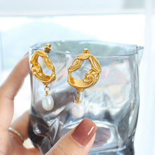 316L Stainless Steel 18K PVD Gold Irregular Lava Pearl Earrings made with 316L stainless steel and 18K PVD gold finish for wholesale jewelry buyers - image 7