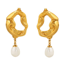 316L Stainless Steel 18K PVD Gold Irregular Lava Pearl Earrings made with 316L stainless steel and 18K PVD gold finish for wholesale jewelry buyers - image 8