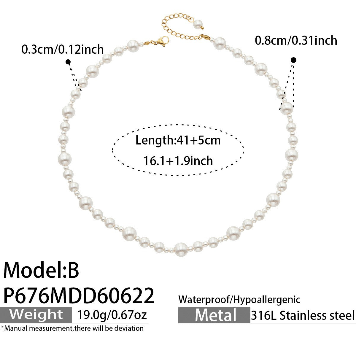 316L Stainless Steel 18K PVD Gold Irregular Pearl Necklace made with 316L stainless steel and 18K PVD gold finish for wholesale jewelry buyers - image 10